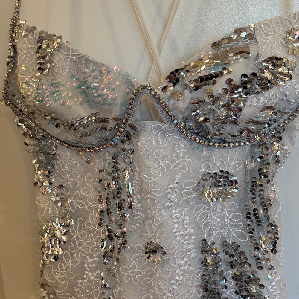 For Love & Lemons Silver Sequin Mini Dress - Picture 6 of 15